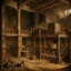 Placeholder: A brown underground mining factory painted by Leonardo da Vinci