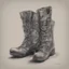 Placeholder: Biker boots, pencil drawing in colors