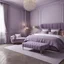 Placeholder: hotel bedroom master, modern classic style, lavender colors, 3d