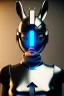 Placeholder: MCU Portrait, Front image, cyberpunk Asian woman rabbit mask, black blue color, latex dress, highly detailed, concept art, smooth, unreal engine 5, god rays, ray tracing, RTX, lumen lighting, ultra detail, volumetric lighting, 3d, finely drawn, high definition, high resolution.