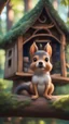 Placeholder: portrait of sleepy dog bug squirrel in a tree house in wonderful enchanted forest by river,bokeh like f/0.8, tilt-shift lens 8k, high detail, smooth render, down-light, unreal engine, prize winning