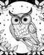 Placeholder: Coloring page: A cute owl perched on a branch, surrounded by twinkling stars in the night sky.
