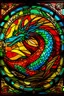 Placeholder: a radiant stained glass window of a dragon