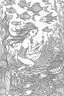 Placeholder: This wonderful coloring page features an enchanting scene of an adorable mermaid gracefully gliding through the depths of the ocean. The mermaid captures your heart with her cute appearance and whimsical charm. Surrounded by a vibrant aquatic wonderland, the mermaid is accompanied by a diverse array of marine life that brings this image to life. Delicate corals of various shapes and sizes create a colorful backdrop, while an assortment of fish, each with their own unique patterns and forms, swim