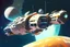 Placeholder: Spaceship, Over Planet, Modern Spaceship, Blocky, distant Space station, mothership,