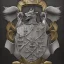 Placeholder: coat of arms of an city of blacksmith with tatoos, very detailed, black