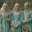 Placeholder: Elle fanning and dakota fanning as flowers, in the wind, turquoise,, autochrome