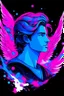 Placeholder: cosmic male Angel black air, blue and pink background high definition face