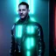 Placeholder: Actor, tom hardy, replicant man, blade runner style, rain, fog, neon ambient, gradient color, clean skin, circuits, latex coat, cyber punk, neon, tubes, portrait, studio photo, unreal engine 5, smooth color, 16 bit, god lights, ray tracing, RTX, lumen lighting, ultra deatail, volumetric lighting, 3d, finely drawn, hd.