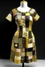 Placeholder: genera vestito corto con tessuto pachorabanne in maglia fatta di quadretti metallici uniti da cerchietti oro solo vestito senza modella
