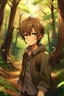 Placeholder: Brown haired anime boy in the woods