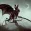 Placeholder: rabbit with long spider legs and dragon wings, fantasy art, 4k,