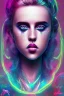 Placeholder: Danish singer MØ face, surrealpop, dark neon tones,