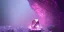 Placeholder: single pink crystal, on an altar in a foggy cave, cinematic,