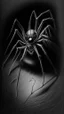 Placeholder: pencil drawing of a spider. Spooky, scary, halloween, realistic, black paper