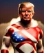 Placeholder: Realistic image of Donald trump wrestler, Mexican wrestling style, liner eye glow makeup face, red and blue breeches, us flag dress, suspenders, retro style, 80s, red, gold, vibrant color, highly detailed, clean background, concept art, unreal engine 5, god rays, ray tracing, RTX, lumen lighting, ultra detail, volumetric lighting, 3d, finely drawn, high definition, high resolution.