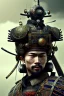 Placeholder: full portrai of black samurai gaspunk,high detail, volumetric lighting, tiny features, intricate detail,volumetric clouds