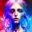 Placeholder: Singer Danish MØ face,wildflower, darkblue tones, background liquid, blood, guts,soft smooth lighting, intricate, watercolor soft pastel colors, pastel colors, Abstract Yoji Shinkawa, red tones, nice cyberpunk, dark tones, beautiful cyberpunk huge girl, high lighting,