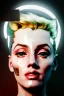 Placeholder: Ultra Realistic image, portrait, blonde woman, sweet Marylin Monroe face, perfect iris, glow eyes, gold makeup. Cyberpunk style, latex coat, fog, rain, soft color, highly detailed, unreal engine 5, ray tracing, RTX, lumen lighting, ultra detail, volumetric lighting, 3d, finely drawn, high definition, high resolution.