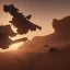 Placeholder: Armored Core machine robot fights another Armored Core fly in the sky in the desert with the ocean where you can see the space in the sky with the twilight on the horizon, 4k resolution