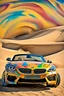 Placeholder: a realistic photo of a 2025 bmw z4,the car is spray painted with graffiti, desert background with sand storm to make the car stand out, colorful and stylish graffiti, 12k highly detailed and realistic , Masterpiece, dramatic product shot