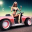 Placeholder: bikini woman on pedal car