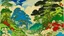 Placeholder: An illustration by Kuniyoshi and Monet of a landscape of blooming flowers and lush vegetation.