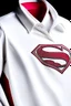 Placeholder: Men's Superman's Gucci Winter Dress Shirt elegant inspired by Superman's Big emblem design white tones with dual color on a white background, product catalog photography, soft spot lighting, depth of field, 4k –ar 3:5 –q 2