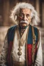 Placeholder: Einstein i n Azerbeyjan traditional costum color full ,upper body ,blury background ,closeup ,sharp focus