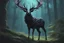 Placeholder: Shadow symbiote in 8k realistic anime drawing style, neon crystal antlers deer, human model, close picture, fantasy Deer them, intricate details, highly detailed, high details, detailed portrait, masterpiece,ultra detailed, ultra quality