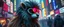 Placeholder: cyberpunk weasel rasta man with cute fur, in big cyberpunk city