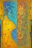 Placeholder: Cantor set fractal in split complementary pastels outlined with golden elements of Klimt