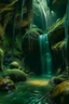 Placeholder: A cave with covered with waterfalls