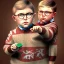 Placeholder: peter billingsley chubby kid with glasses, gripping a single Dark red soap bar, ((brown))argyle sweater