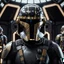 Placeholder: star wars bald male corellian pilot wearing dark gunmetal grey and black First Order special forces TIE pilot armored flightsuit and helmet with gold trim inside the jedi temple, centered head and shoulders portrait, hyperdetailed, dynamic lighting, hyperdetailed background, 8k resolution, volumetric lighting, light skin, fully symmetric details