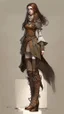 Placeholder: girl, brown hair, Her eyes are brown, she wears fantasy medieval clothes, she is slim, full body with boots side view