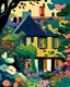 Placeholder: A charming depiction of a cozy, inviting cottage, nestled in a lush garden filled with blooming flowers and verdant foliage, in the style of fauvism, bold color palette, simplified forms, and a sense of warmth and comfort, influenced by the works of Henri Matisse and André Derain, evoking feelings of happiness and contentment.