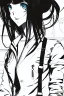Placeholder: girl walk on the streets, manga style, line arts illustration