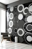 Placeholder: create a handpainted wall mural by Overlapping circles arranged in a cascading formation, creating a sense of depth and movement. Variation: Vary sizes and shades within a monochromatic palette for a sleek and modern look.