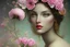 Placeholder: A beautiful woman's face, Neo-Surrealism, artists Salvador Dali, Dominique Appia, David Lynch, Victo Ngai, Mark Ryden, imperial colors, flower hat, gorgeous skin tones, pink lips, green eyes