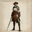 Placeholder: ConceptSheet [by Guy Borremans]: woman ranger and her broad sword with AD&D statistics