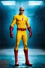 Placeholder: the Reverse Flash with yellow Flash suit, red boots, red belt, red wrist gauntlets, reversed red and black chest logo, extremely exaggerated muscular stature, posing for the cameras, Professional Quality 35mm Photograph, 4k UHD, hyper-realistic, Photorealistic, extremely detailed, High resolution