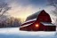 Placeholder: A beautiful barn in December, with snow on the ground