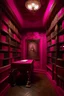 Placeholder: A magenta psychic library filled with telekinetic books painted by Giovanni Battista Sassi