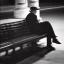 Placeholder: humphrey bogart sitting on a bench in new york city at night, dramatic, dramatic lighting, volumetric lighting, hyperrealism, 8k, high quality, photorealistic, lot of details