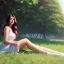 Placeholder: 8k 4d photo realistic Highly detailed portrait of stunningly beautiful woman, sitting on the grass of a huge park, Atey Ghailan, by Loish, by Bryan Lee O'Malley, by Cliff Chiang, by Greg Rutkowski, inspired by image comics, potrait illustration,