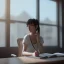 Placeholder: female student studying by the window, anime style, unreal engine 5, sun light, studio lighting --ar 1:1 --v 4