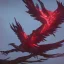 Placeholder: a detailed illustration of a black and red phoenix sitting on a branch of a tree, phoenix wallpaper, luminescent body, glinting wings, full body, symmetrical body, realistic, glowing wings, sharp focus, meticulously detailed, soft evening sky, 64k