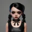 Placeholder: Jenna ortega black dress,soft goth libstick, wednesday addams make up, dramatic lighting, highly detailed, volumetric lighting, unreal engine, 8k