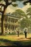 Placeholder: Illustrate a grand plantation setting in the 1800s, with Isaac Franklin and John Armfield as wealthy slave owners. Highlight their opulent lifestyle and the beginning of their partnership